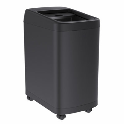 ELLO&ALLO Motion Sensor Trash Can with Wheels, Stainless Steel Automatic Garbage Bin with Sliding Row Up Lid, Touchless Hands-Free Soft-Close