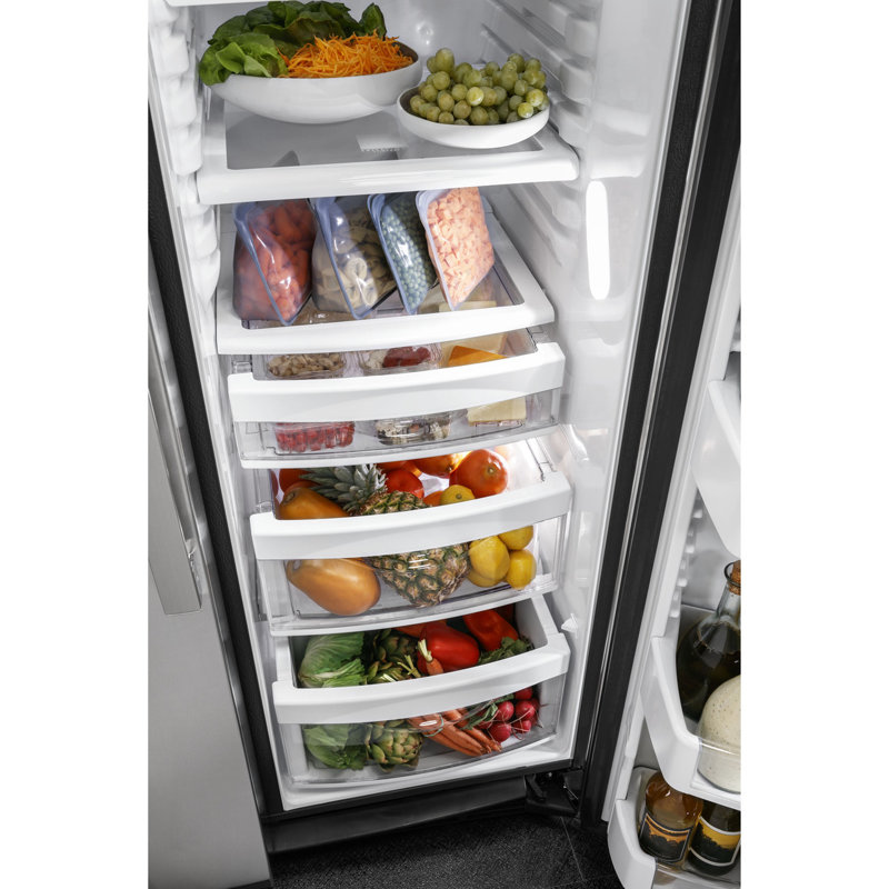 35.75" Side by Side 25.3 cu. ft. Energy Star Refrigerator with Fingerprint Resistant Finish