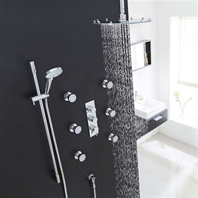 FontanaShowers Mugla Round Thermostatic Ceiling Rainfall Shower System
