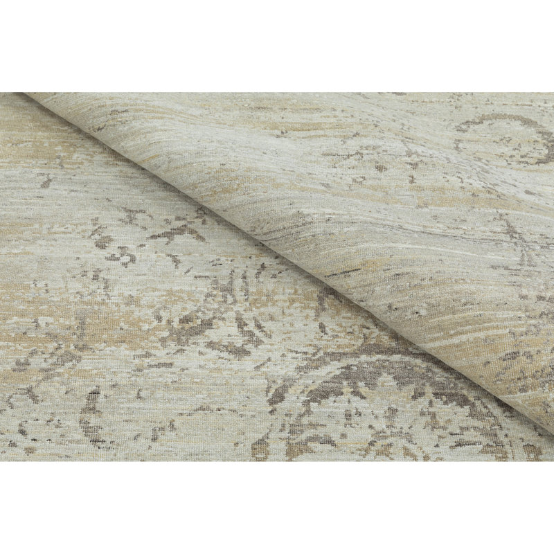High-Quality Hand-Knotted Ivory And Beige Area Rug, Rectangle 8' x 10'