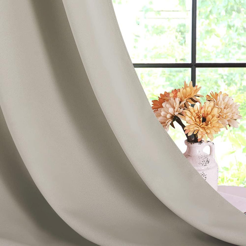Blackout Small Window Valances, Rustic Farmhouse Curtains Grommet Top Thermal Insulated Window Drapes for Kitchen/Bathroom/Basement, 2 Panels.