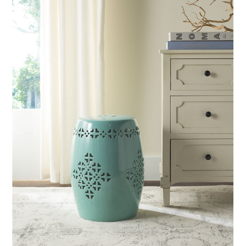 Tabouret de jardin en céramique Iowa Park, Aigue-marine