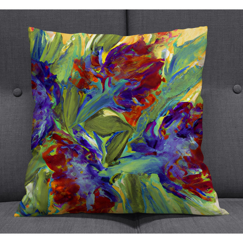 Throw Pillow With Insert, 20"H x 20"W, Blue/Green Floral/Abstract 3