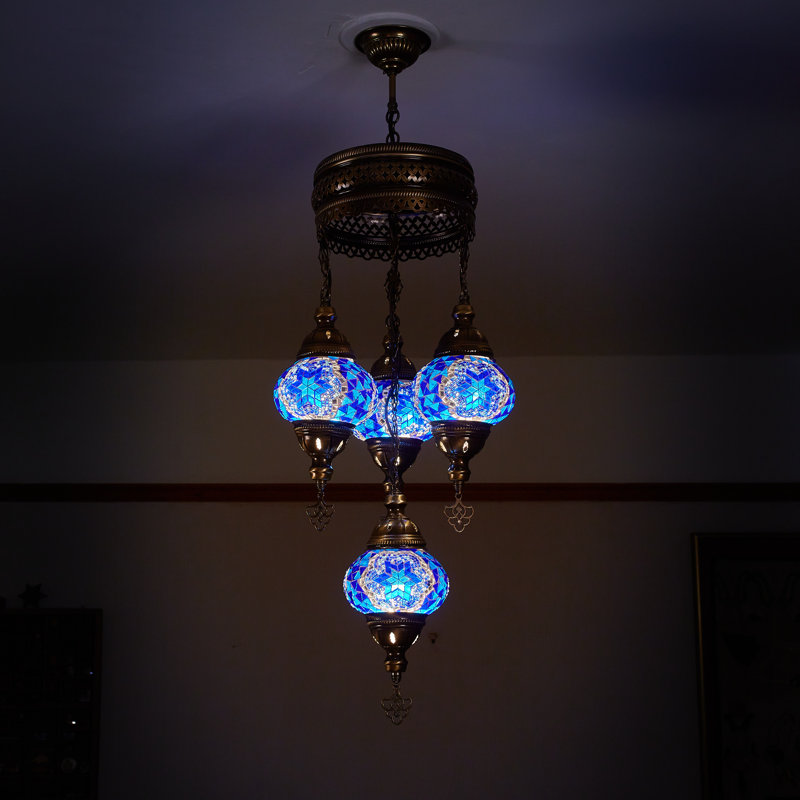 Karlie 4 - Light Bronze Cluster Pendant, Blue