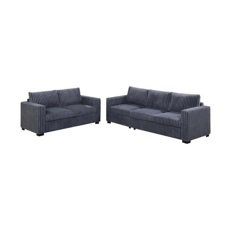 Ensemble de canapé et de causeuse 2 pièces en velours côtelé gris foncé Uniform Design, Gris foncé