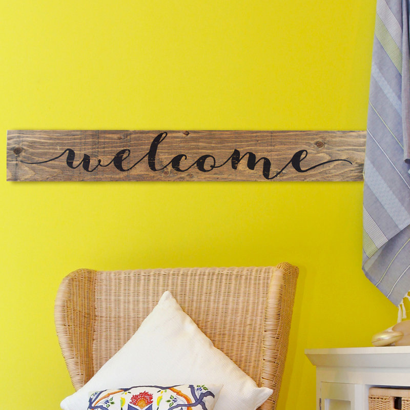 « welcome », art textuel sur bois manufacturé