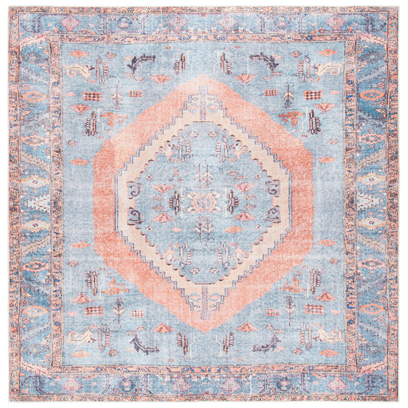 Serapi Performance Machine Washable Oriental Rug, Square 6'7"