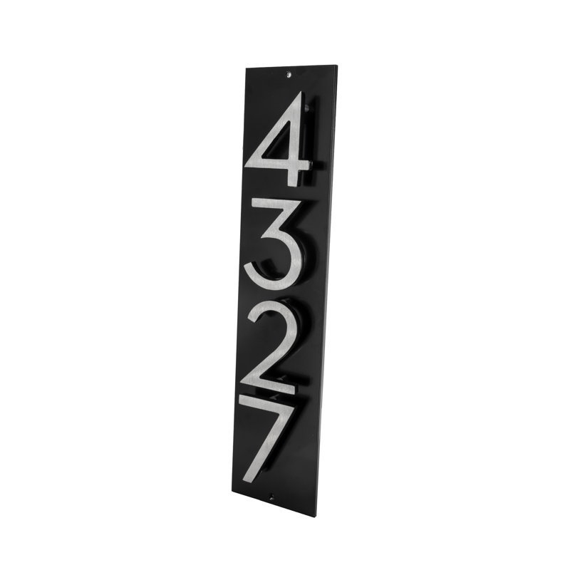 Floating Modern 3" Number Vertical Address Plaque (4 Digits), Yes, Satin Nickel Two Tone, Black