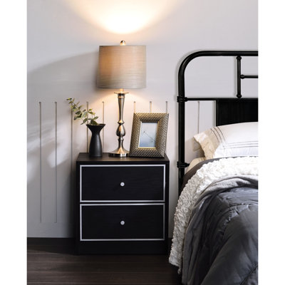 Sleek Black And Silver Accent Table With Functional Drawers Silver Construction Stylish Finish