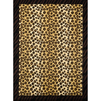 5 Ft. 3 In. X 7 Rectangle Area Rug, Tiger Print, Wild Style, Polypropylene With Jute Backing, Suitable For High Traffic Animal Print Rug In., Mountain Soft And