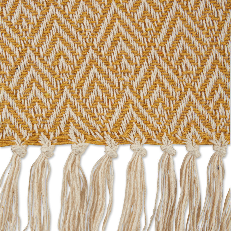 Hand Woven Throw Blanket, Yellow Chevron