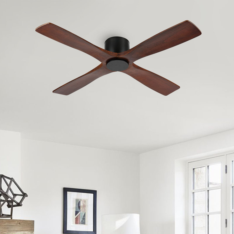 Ventilateur de plafond d'intérieur à 4 pales de 54 pouces avec télécommande Avagail, Black, L 48 po x H 7,9 po, Noyer