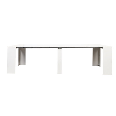 Console extensible, jusqu'à 118,50 po, blanc, carton et élégant pour toute pièce de la maison 118,50 po, couleur blanche et fabrication, chambre à coucher