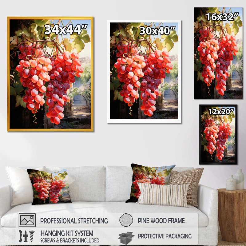 Vineyard Gentle Impression II - vin, art mural, H 44 po x l 34 po x P 1,5 po, Cadre simple noir