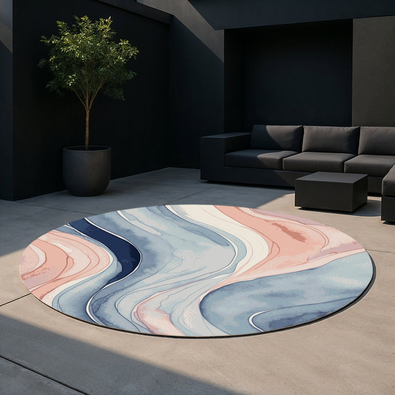 Ethereal Drift Indoor And Outdoor Area Rug, Round 5'