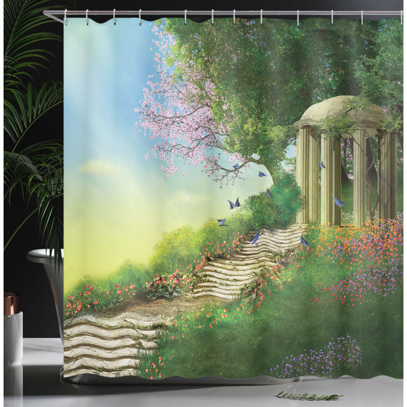 Ensemble de rideau de douche imaginaire et crochets, H 75 po x l 69 po