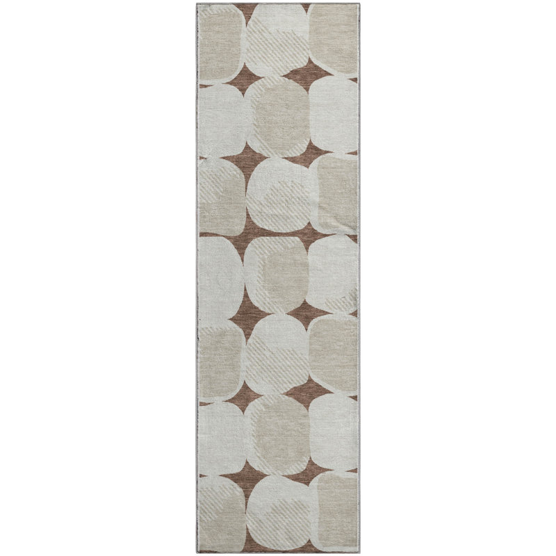 Premium Machine Washable Prisco Brown Rug, Runner 2'3" x 7'6"