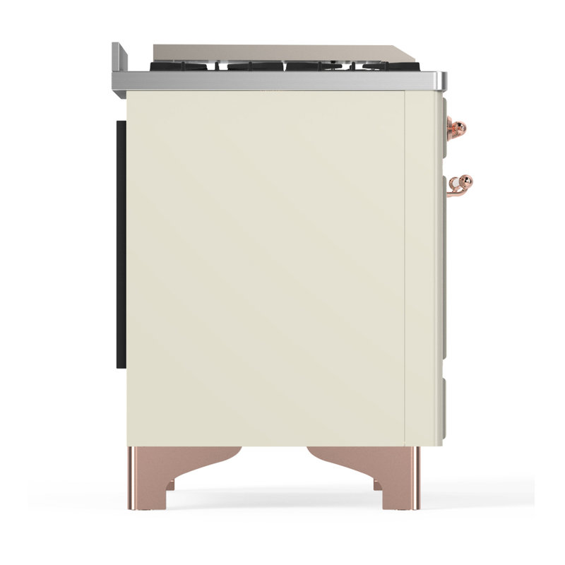 Majestic III Series 36 Inch Dual Fuel Range with 6 Sealed Burners, Griddle, in Glossy Black (Natural Gas, Brass Trim), Copper