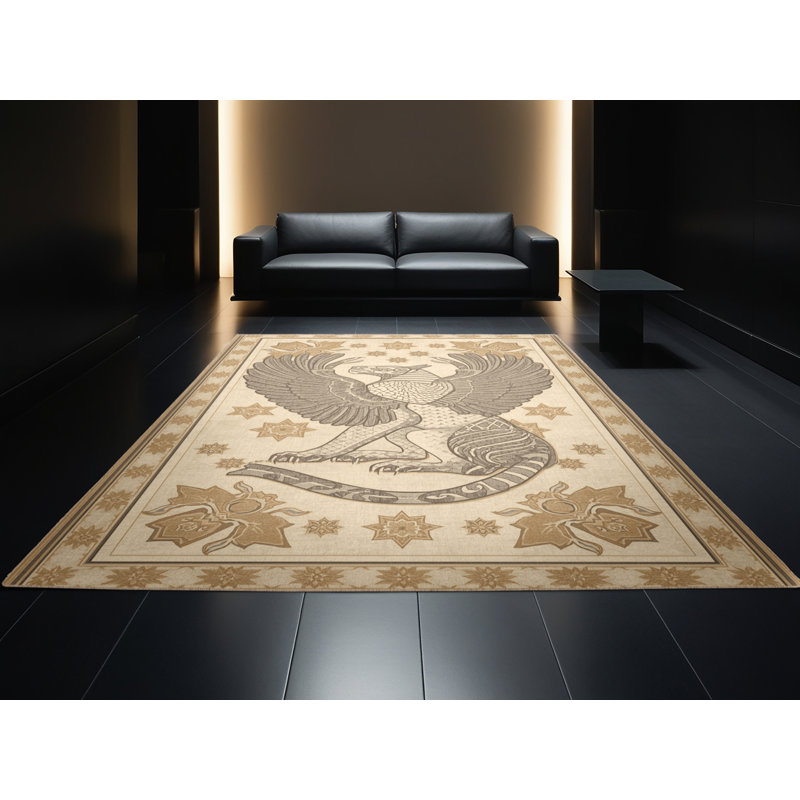Tapis oriental beige lavable à la machine Classic Sphinx - reliure beige, 6 x 9