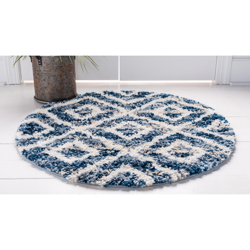 Parrish Geometric Shag Area Rug, Round 99cm