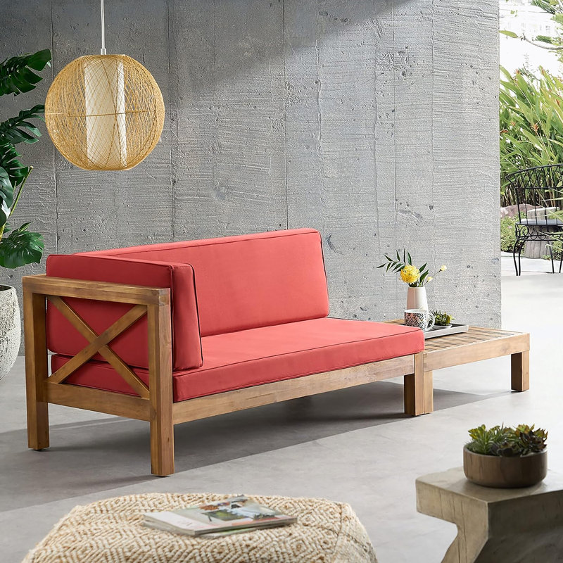 X-BACK CORNER BENCH-L WITH COFFEE TABLE, RED