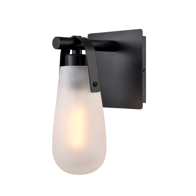 Raindrop Wall Sconce with Frosted Glass, Matte Black