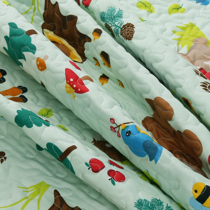 Twin Green Forest Reversible Kids Quilt Set