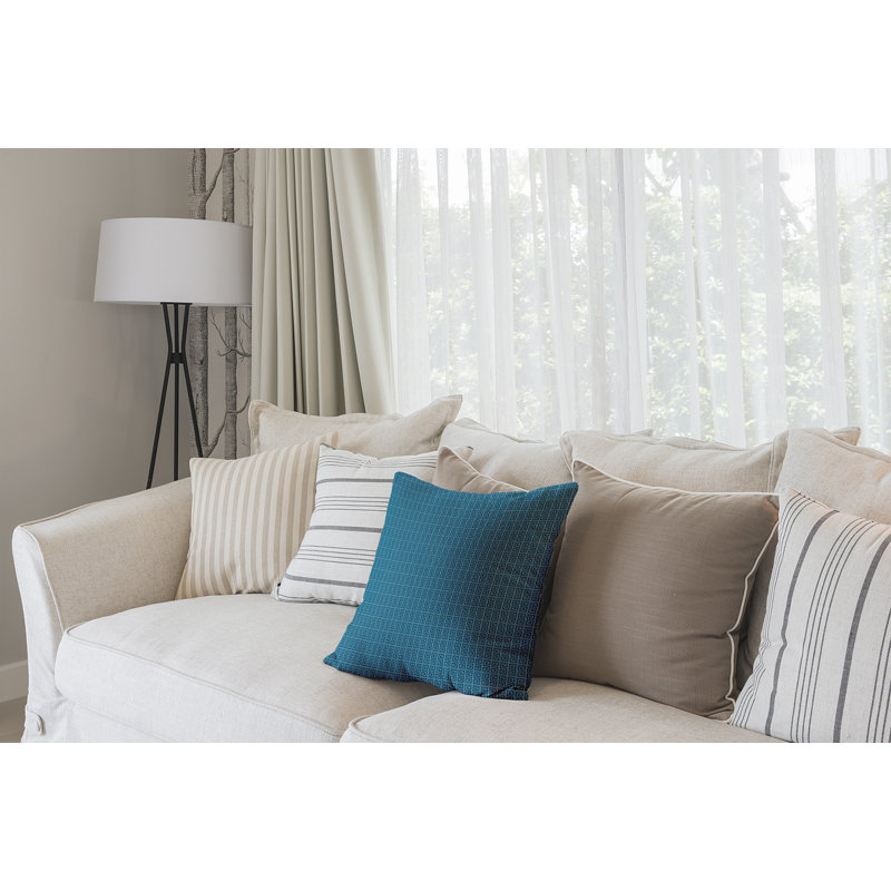 Geometric Reversible Throw Pillow, 26" H x 26" W, Peacock/Oatmeal