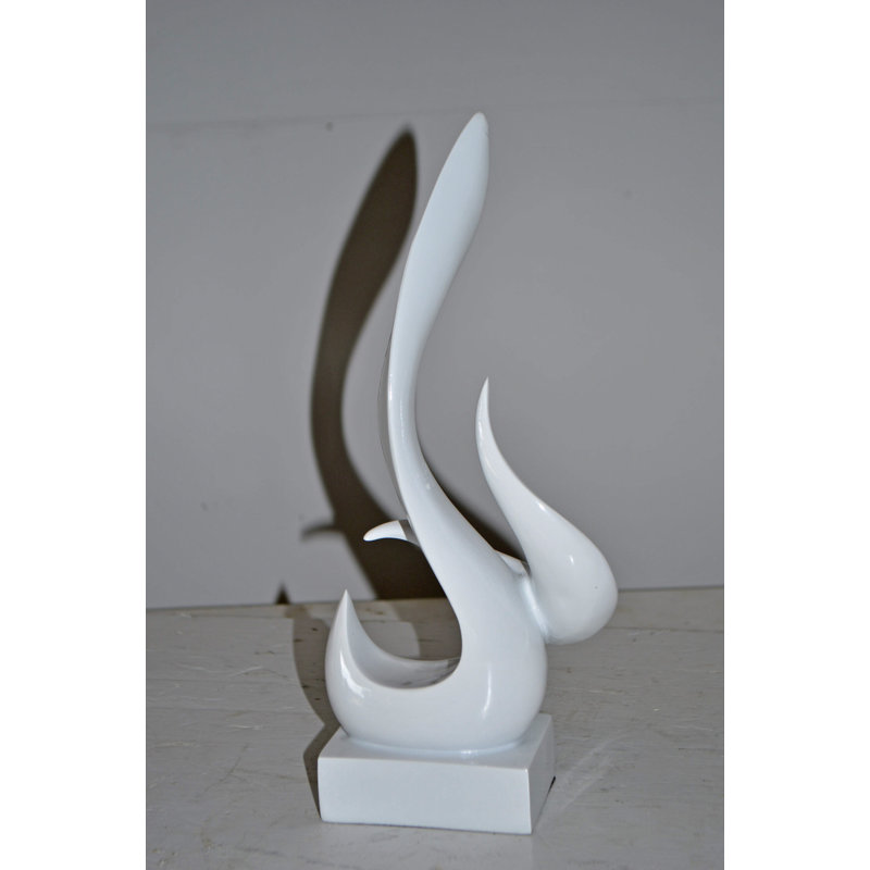 Ameline Modern Art Abstract of Fire White Resin Statue - Size: 6"L x 3"W x 12"H., White