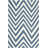 Dhurries Hand Woven Flat Weave Wool/Cotton Chevron Rug in Blue/Ivory-709916197