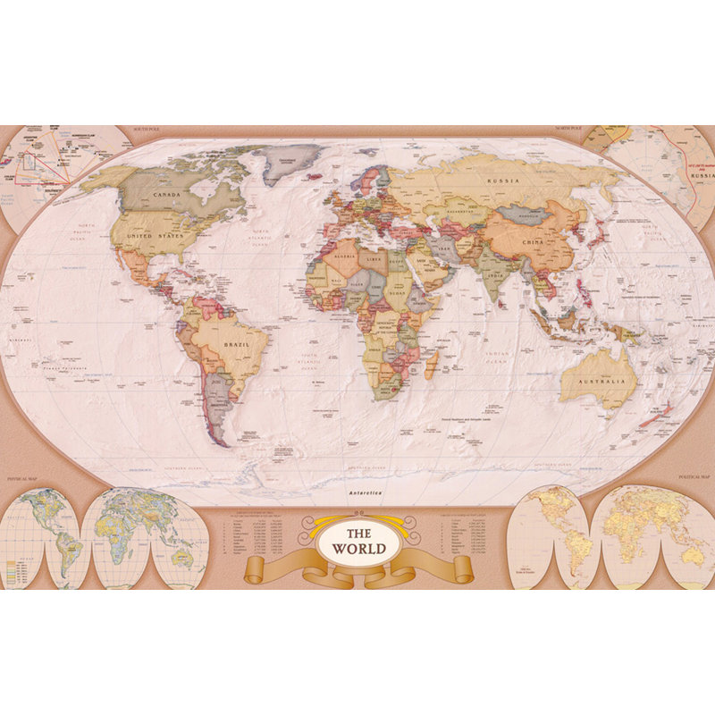 Carte du monde, H 16 po x l 24 po