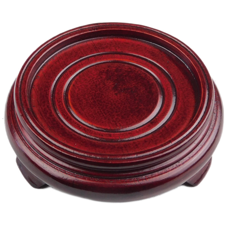 Dark Red Mahogany Porcelain Vase Stand, 2.5" H x 2.5" W x 1.25" D
