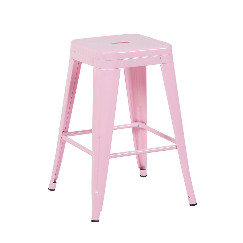 Tabourets de bar en métal sans dossier peu encombrants avec assemblage sans outil, Rose