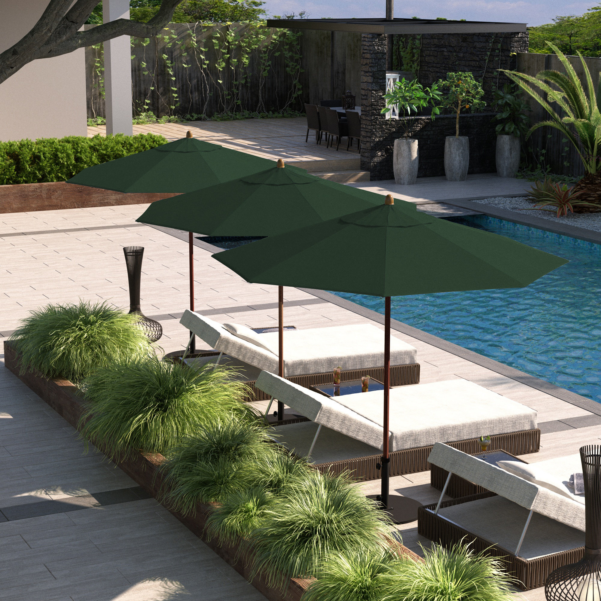 Sanna 104'' Sunbrella® Outdoor Umbrella, Canvas Forest Green Sunbrella® Canvas