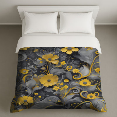 Yellow Floral Illustration Duvet Covers