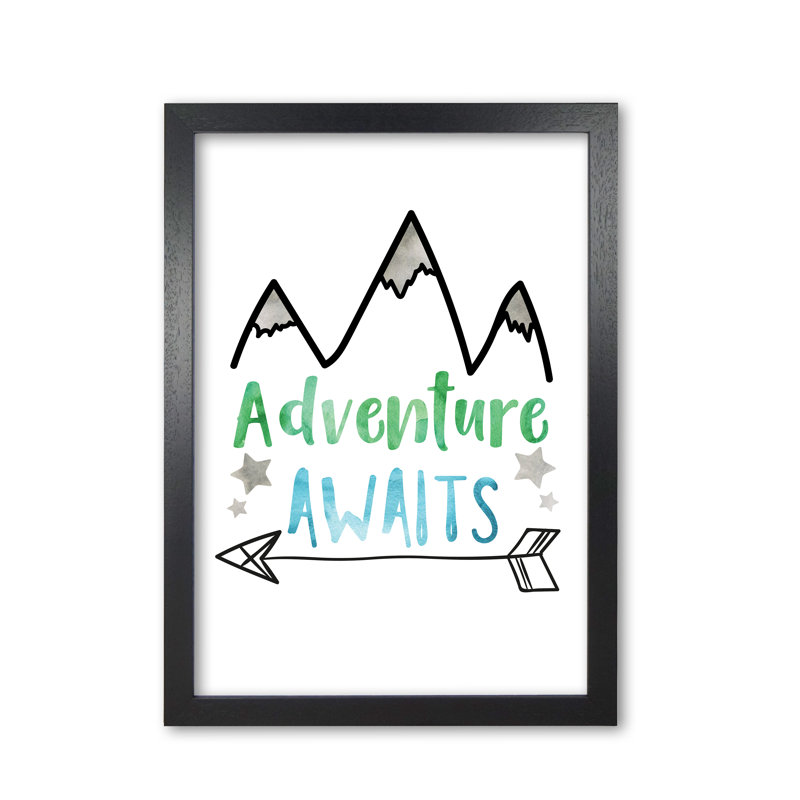 Adventure Awaits - Painting, 60 cm H x 42 cm W x 5 cm D, Black Grain Frame