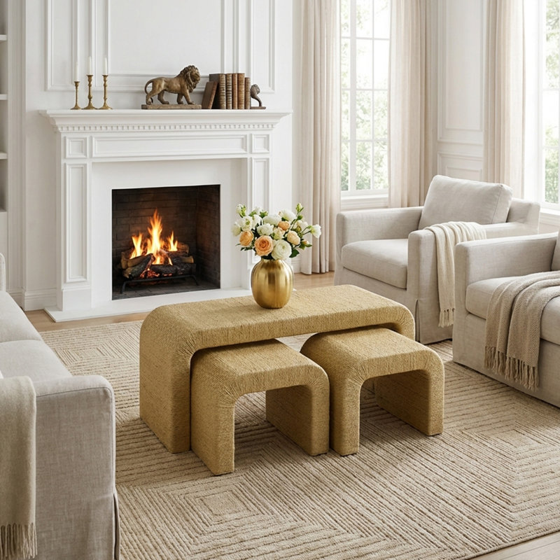 Ensemble de tables basses Boho, Naturel