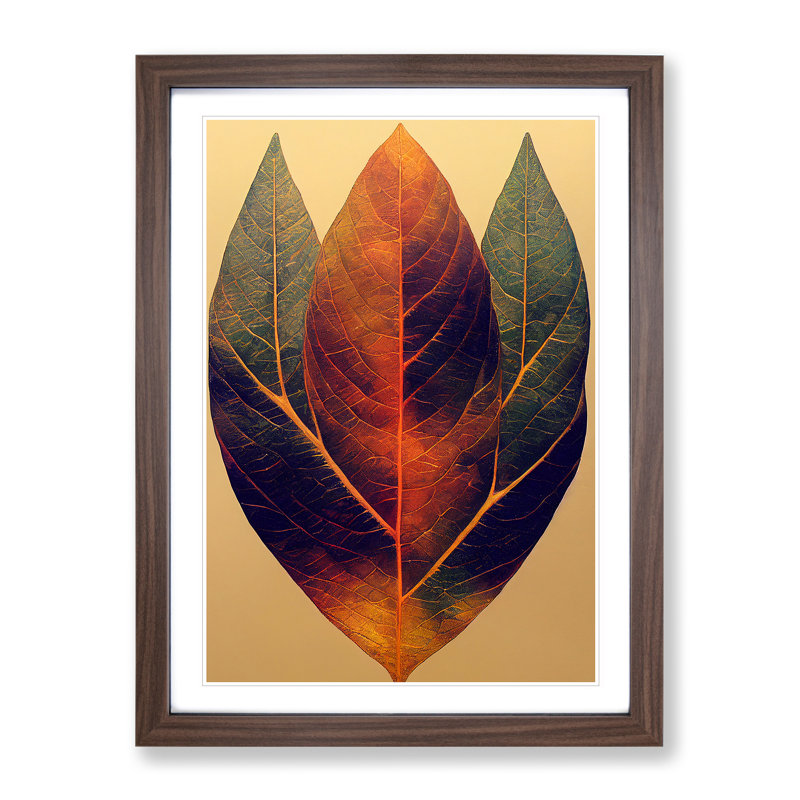A Glorious Leaf - Wall Art, 64cm H x 46cm W x 2cm D, Walnut Framed