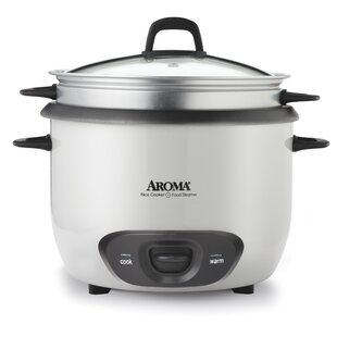 Aroma14-Cup (Cooked) / 3Qt. Select Stainless Rice & Grain Cooker, Stainless  Steel Inner Pot, One-Touch Operation, Automatic Warm Mode, Stainless Steel  Steam Tray Included, White (Arc-757-1Sg)