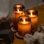 Bougies sans flamme à DEL en verre miroitant rondes à DEL avec ouragan, flammes scintillantes, fonctionnement à pile (inclus), télécommande et minuterie (ensemble de 3, gris métallique)