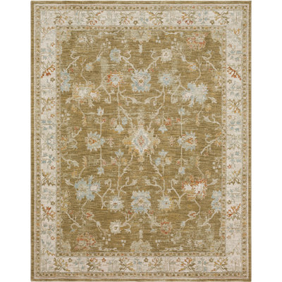 Iznik Oriental Ivory/Green Woven Area Rug
