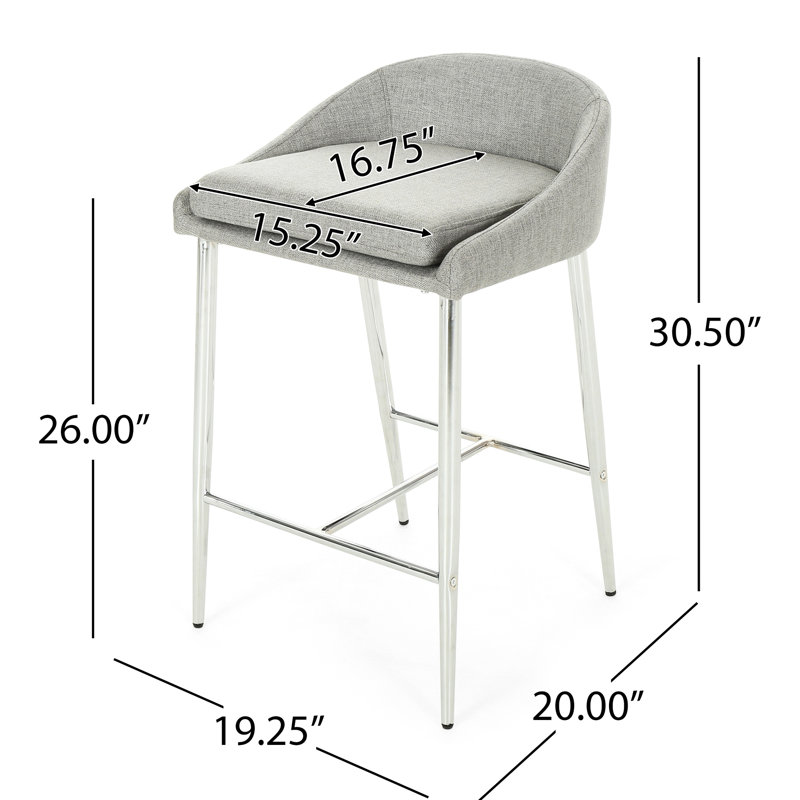 2 pièces de tabourets de comptoir gris modernes - rembourrés, tabouret de formation à base de finition rembourrée avec pour îlot de cuisine ou petit déjeuner