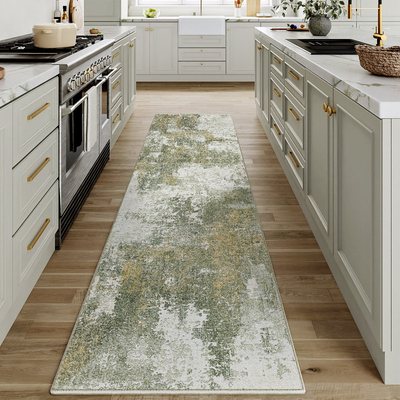 Tapis lavable abstrait moderne avec envers antidérapant laun laun, Tapis de couloir 2 pi x 8 pi