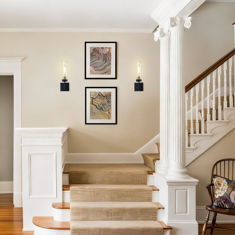 Applique murale 24 po à pile, applique murale rechargeable sans fil avec télécommande, lumière noire et dorée à intensité variable pour la chambre à coucher, le couloir, le vestibule, l'escalier, 2700K