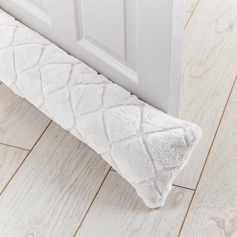 Cosy Diamond Faux Fur Door Draught Excluder, White