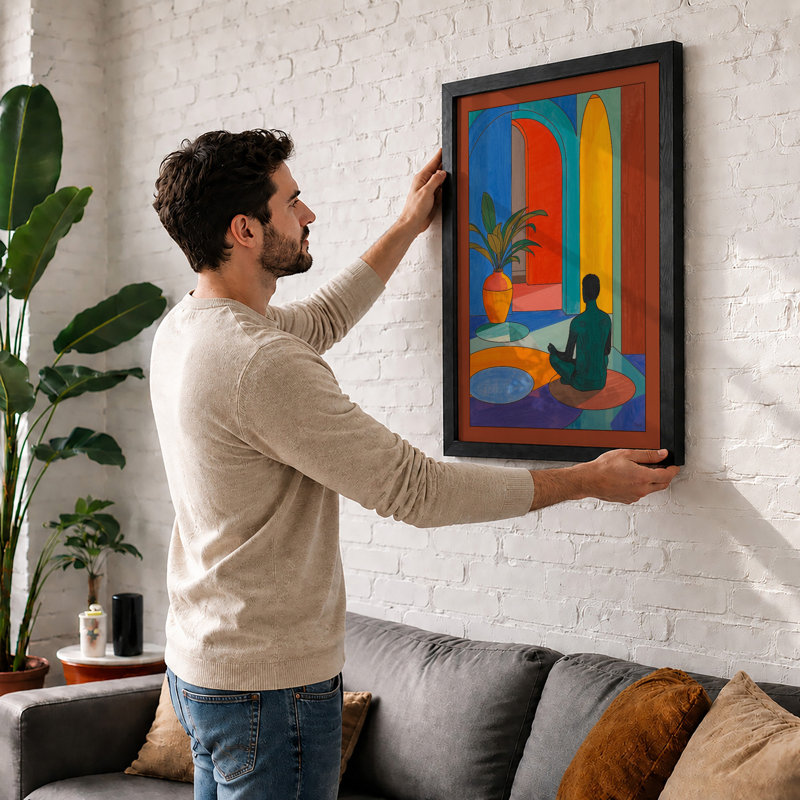 Meditative Interior Modern - Framed Print, Oak, A3 - 42.0 x 29.7 cm