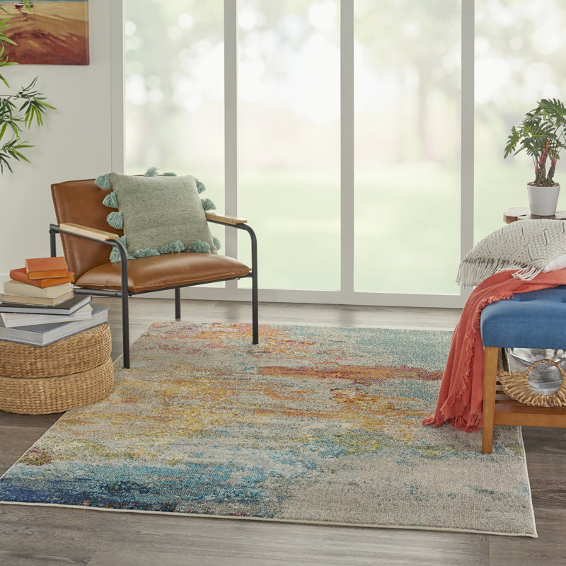Bourgeois Abstract Synthetic Area Rug, Rectangle 201 x 292cm