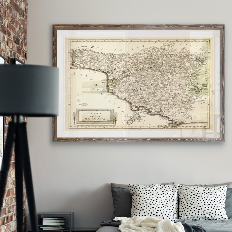 « antique map of tuscany » par paul cezanne-reproduction d’art sur image, H 38 po x l 28 po x P 1,25 po