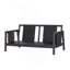 Ensemble de canapé d'extérieur 4 pièces avec coussins et causeuse d'extérieur - Structure en bois d'acacia avec textilène noir, coussins blancs hydrofuges pour patio / cour arrière / terrasse