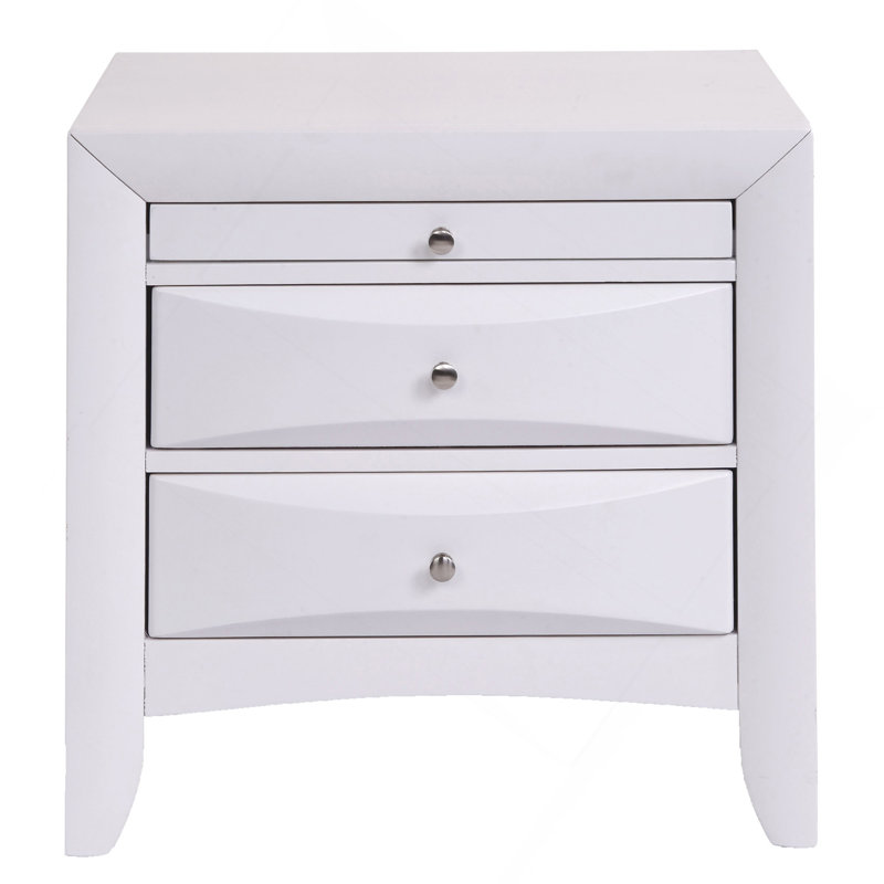 Table de chevet blanche avec 2 tiroirs, Blanc